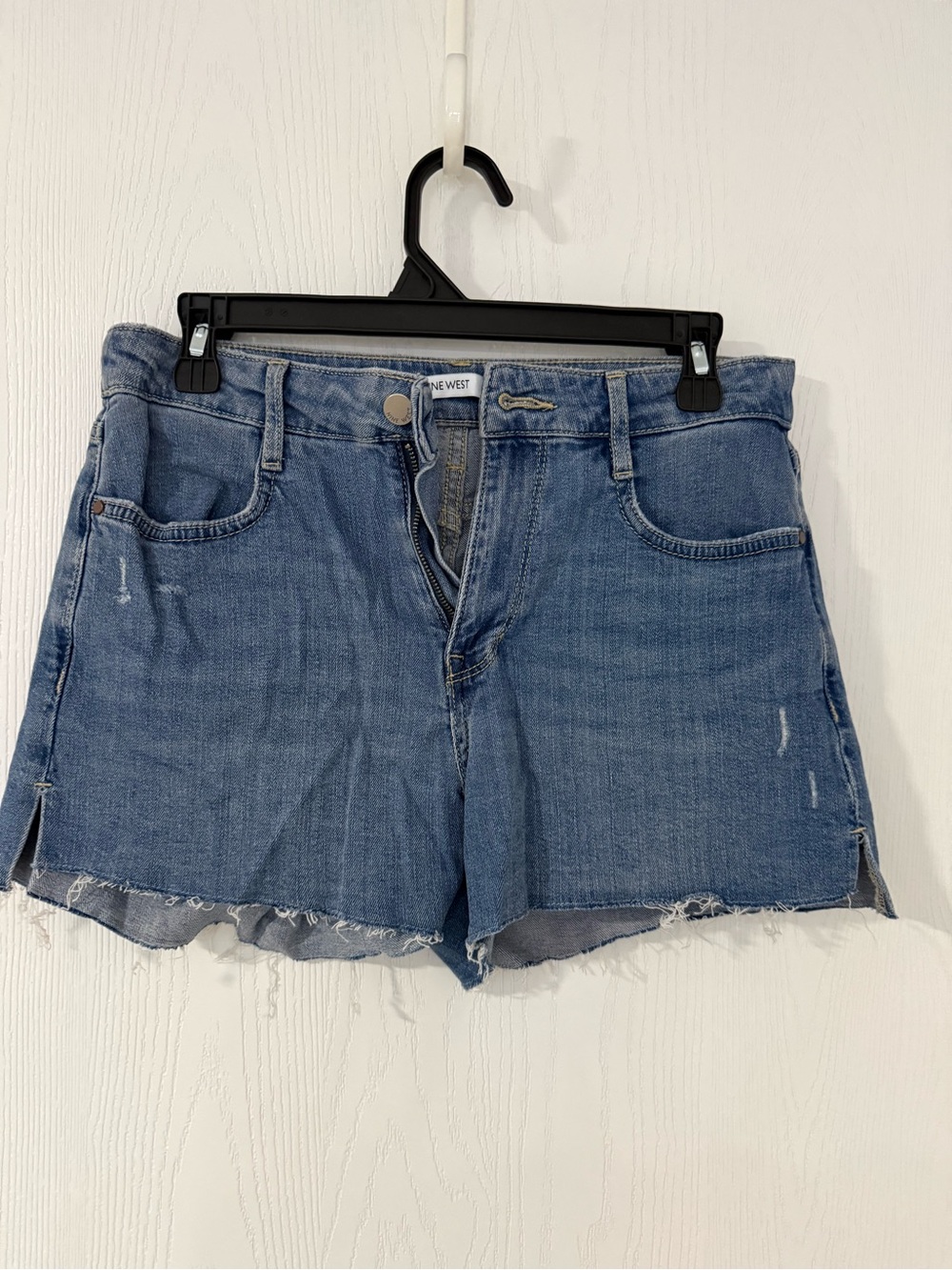 Nine West Medium Blue Denim Frayed Hem Shorts